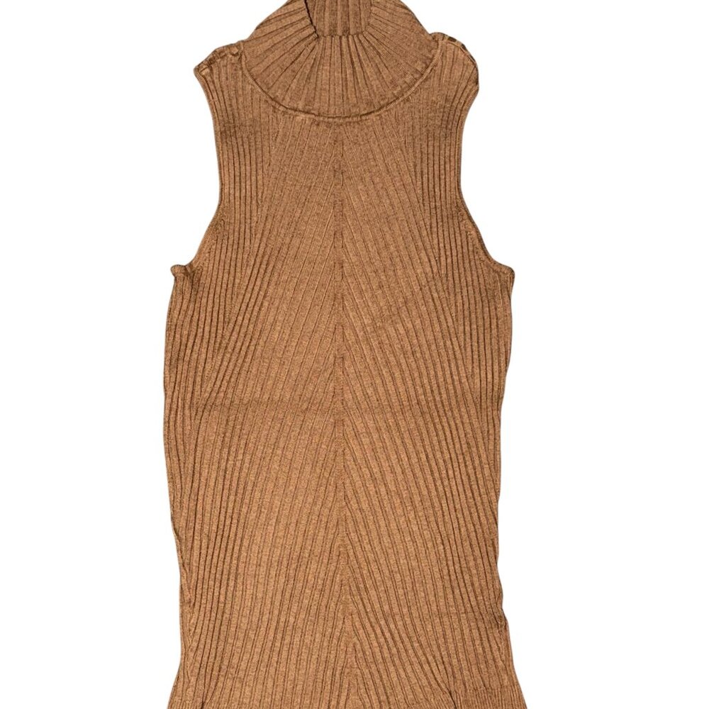 TAN FITTED STRETCH DRESS TANK